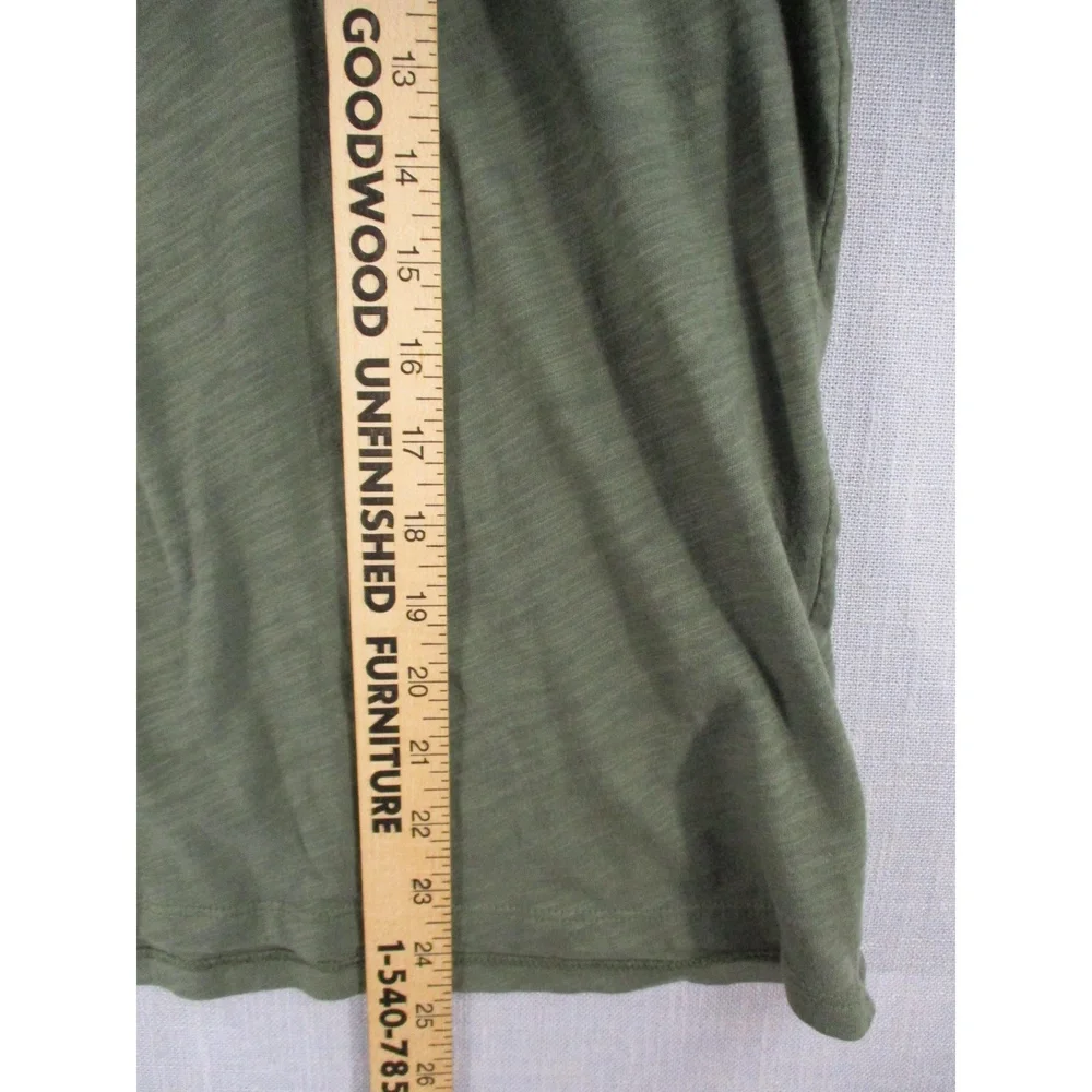 Old‎ Navy Olive Green Gathered Puff Sleeve Slub Knit Blouse Womens Size L Tall